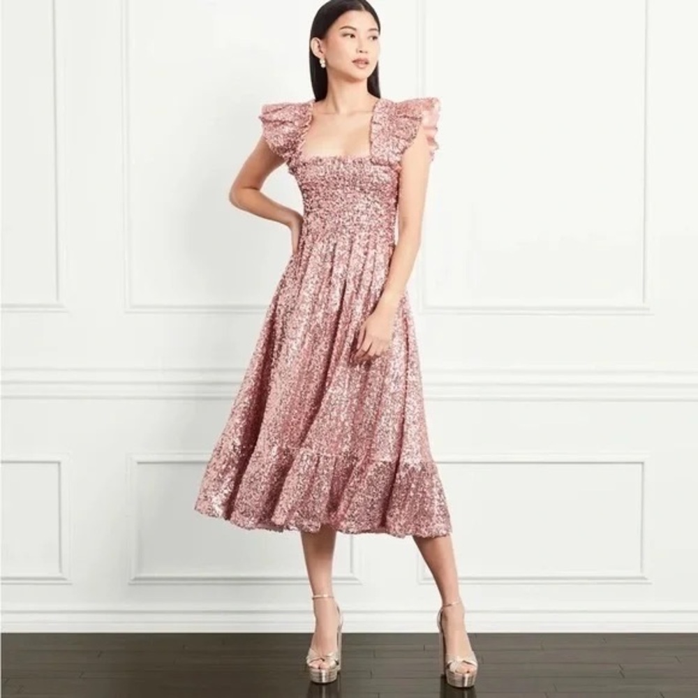 NWT Hill House Ellie Sequin Pink RoseGold  Dress XS
